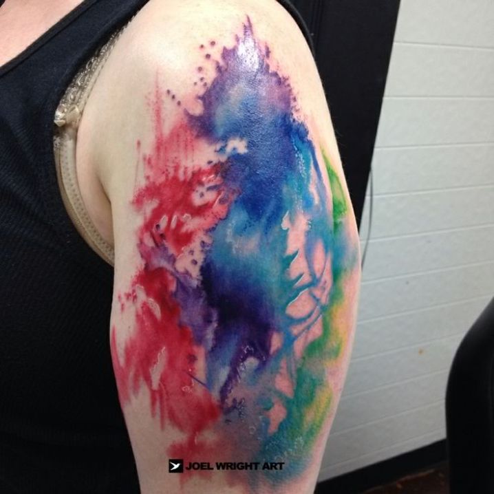 Watercolor Free Painting Tattoo On Shoulder