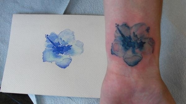 Watercolor Lily Painting Tattoo On Wrist
