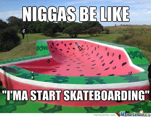 Watermelon Funny Skateboarding Picture
