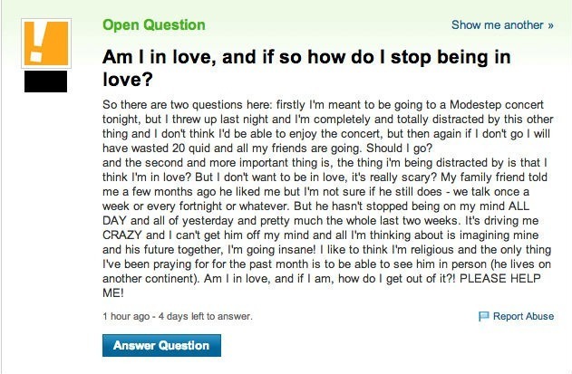Am I In Love Funny Yahoo Question Answer