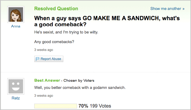 Any Good Comebacks Funny Yahoo Question Answer Picture