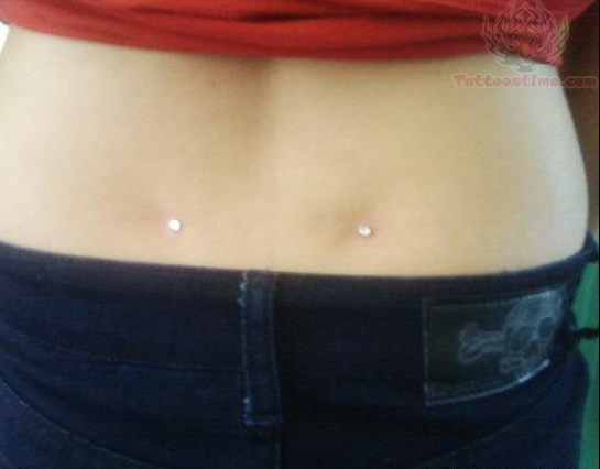 Back Dimple Piercing With Diamond Anchors