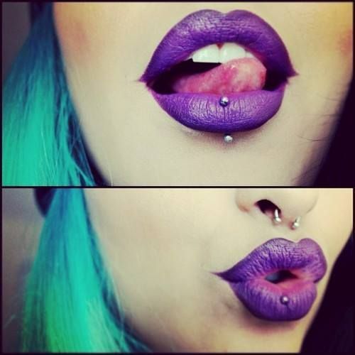 Beautiful Septum And Vertical Labret Piercing