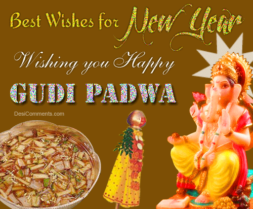Best Wishes For The New Year Wishing You Happy Gudi Padwa Glitter