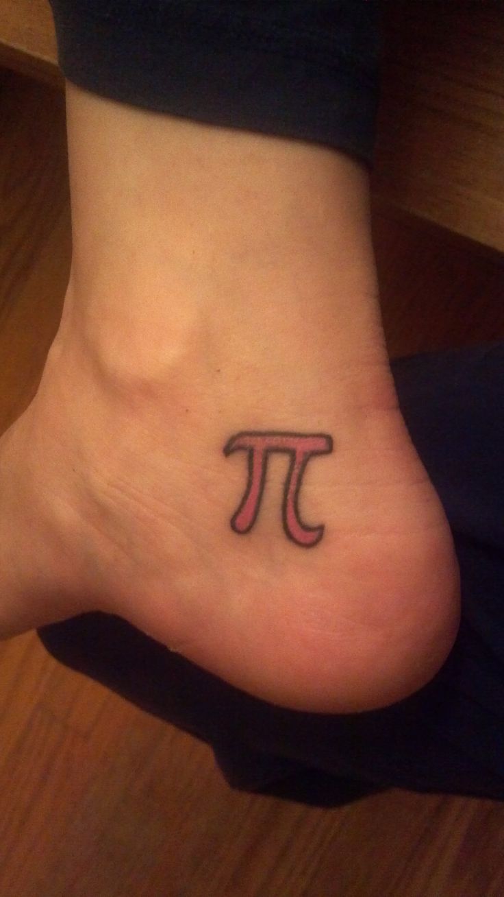 Black And Red Pi Tattoo On Heel