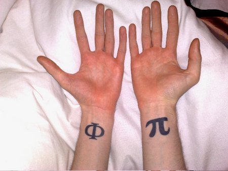 Black Pi And Phi Tattoo On Both Wrist