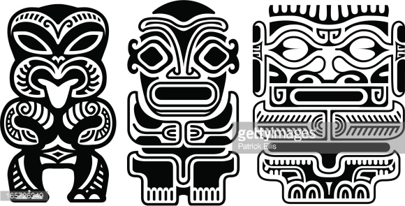 Black Three Tribal Tiki Tattoo Design