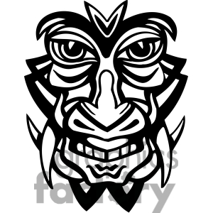 Black Tribal Tiki Tattoo Stencil