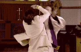 Church Father Fighting With Guy Funny Gif