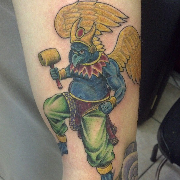 Colorful Lord Garuda Hinduism Tattoo Design For Forearm