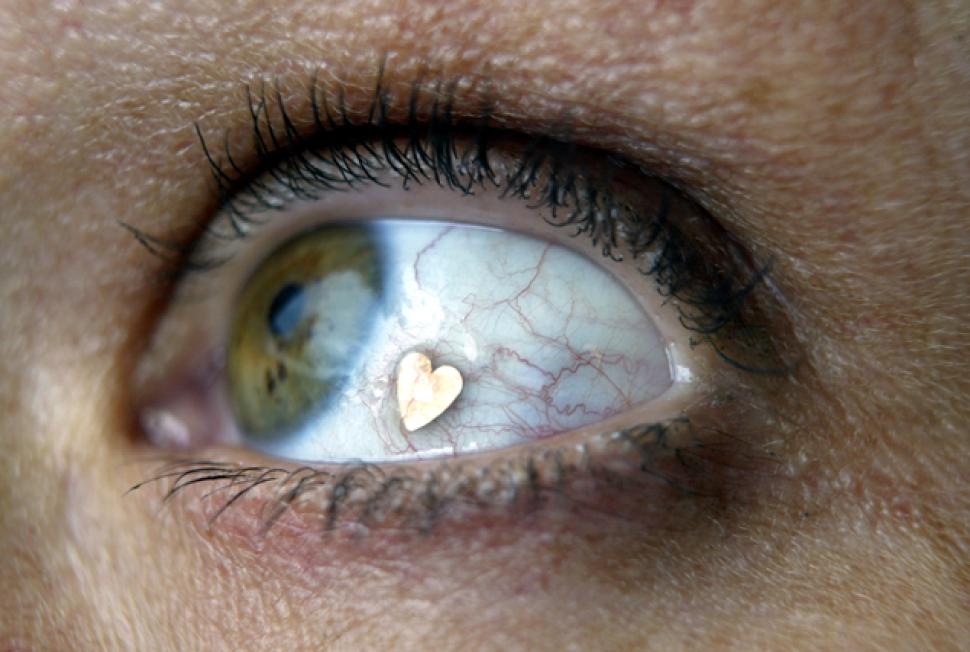 Extreme Eye Piercing Closeup Image