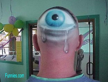 Funny 3D Crying Eye Tattoo On Head