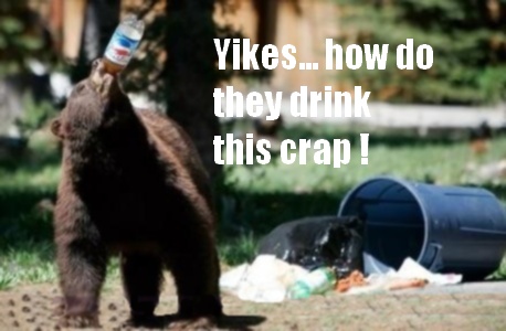 Funny Bear Drinking From Plastic Bottle