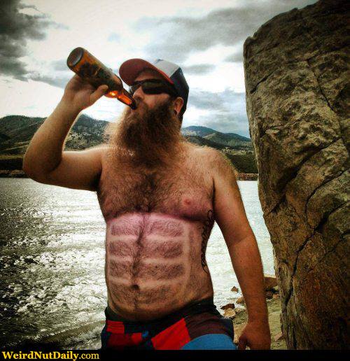 Funny Hairy Abs Man