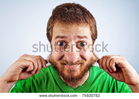 Funny Silly Man With Hairy Face