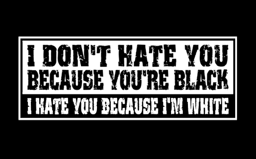 I Don’t Hate You Because You’re Black I Hate You Because I’m White