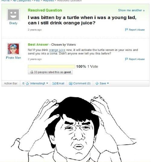 I Was Bitten By A Turtle When I Was A Young Lad Funny Yahoo Question Answer
