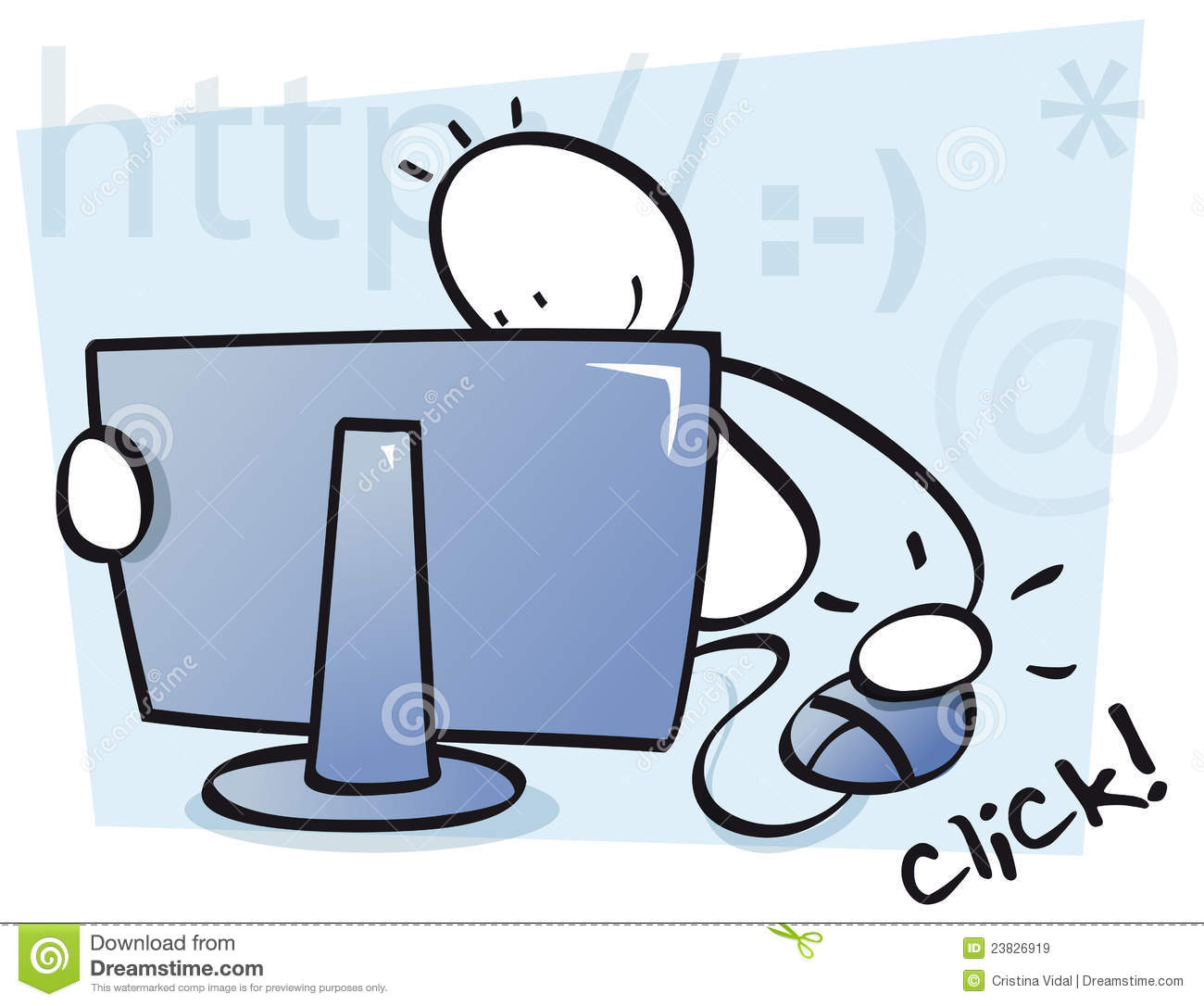 Kid Internet Browsing Funny Clipart