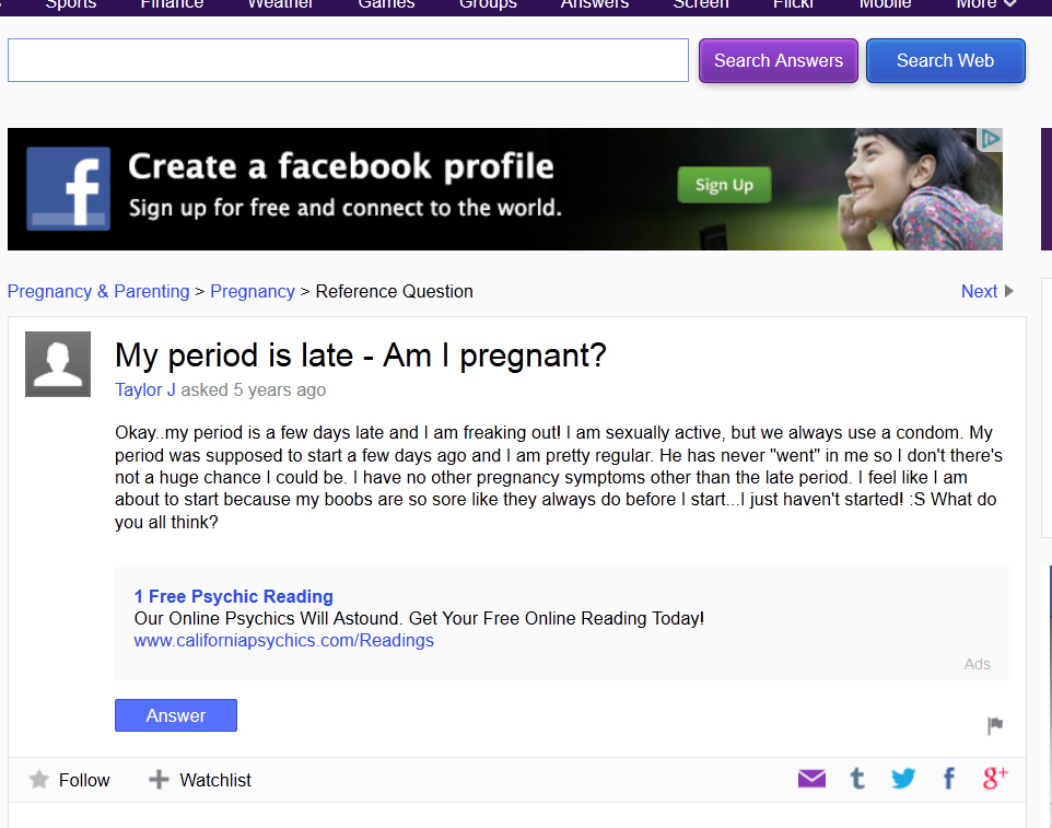 My Period Is Late Am I Pregnant Funny Yahoo Question Answer