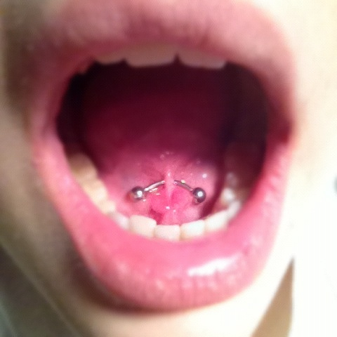 Nice Curved Barbell Tongue Web Piercing