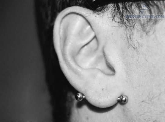 Silver Barbell Transverse Lobe Piercing Picture