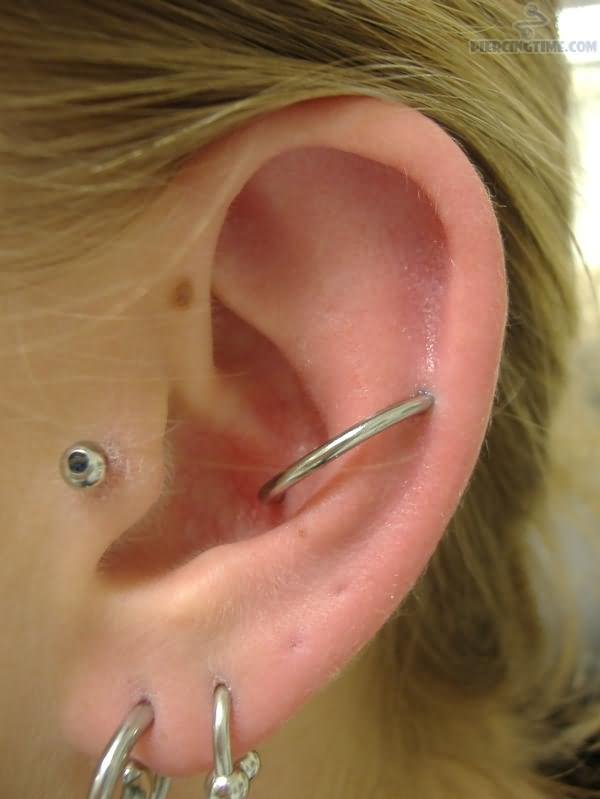 Tragus And Silver Rings Orbital Piercing Picture For Girls