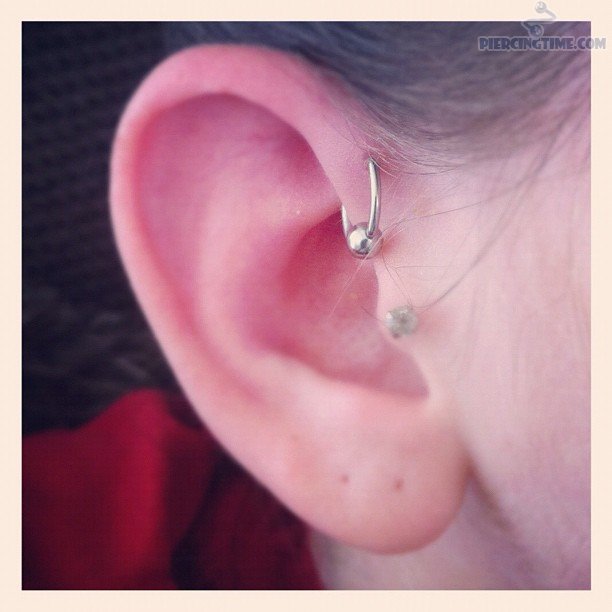 Tragus And Anti Helix Piercing For Girls