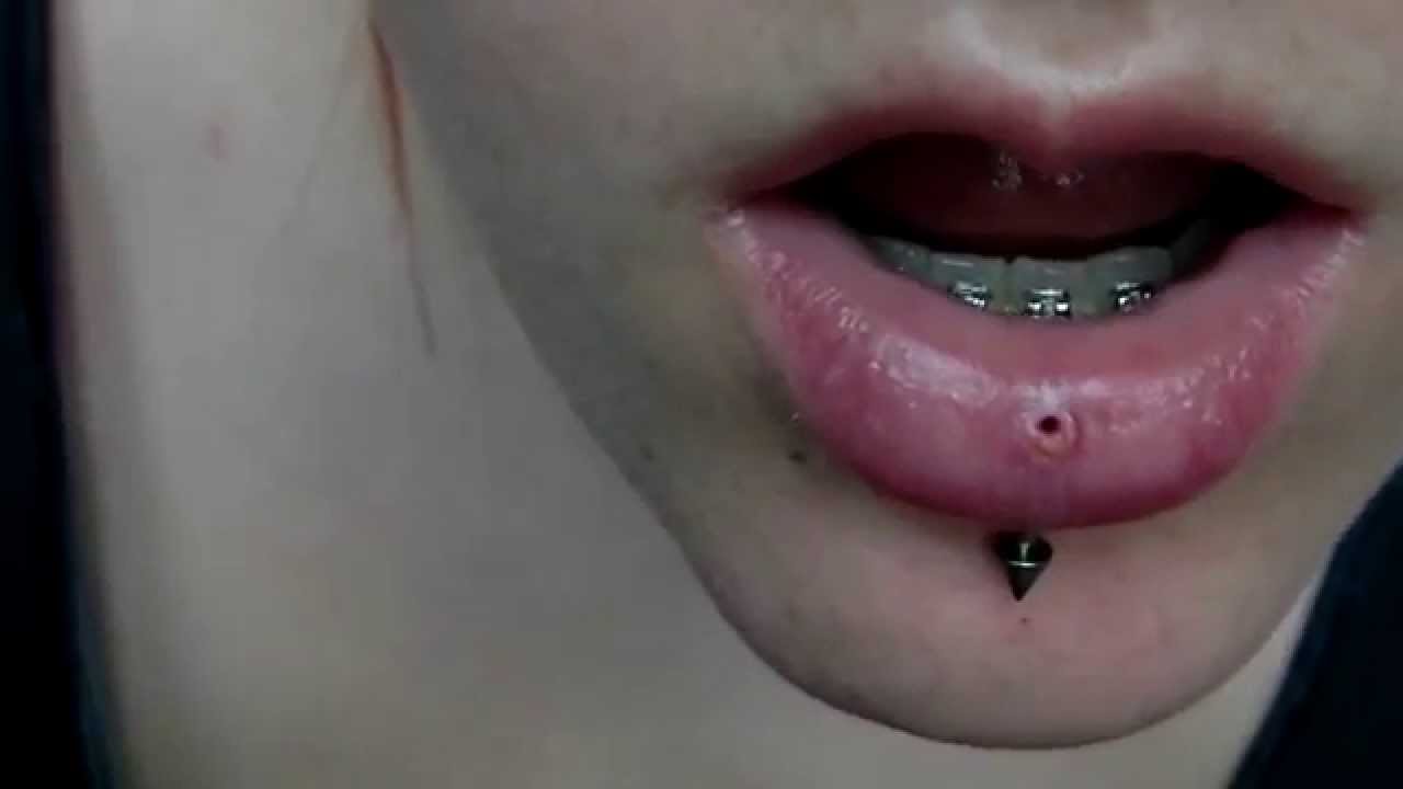 Vertical Labret Piercing With Spike Stud