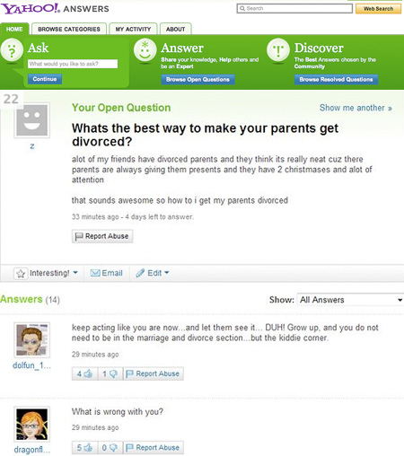 Whats The Best Way To Make Your Parents Get Divorced Funny Yahoo Question Answer
