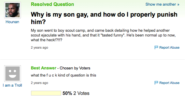 Why Is My Son Gay Funny Yahoo Question Answer Image