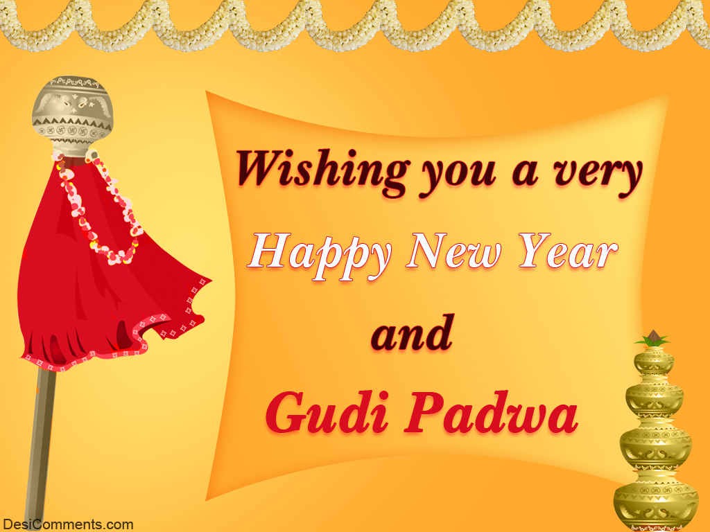 Wishing You A Very Happy New Year And Gudi Padwa Wallpaper