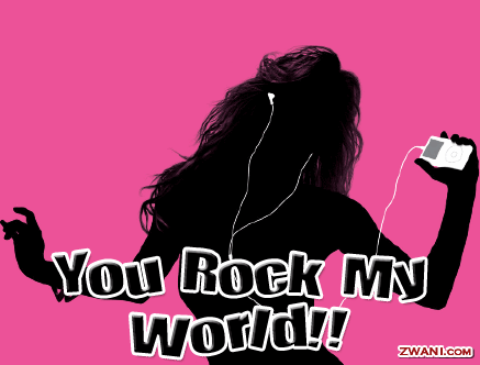 You Rock My World Girl Listening Music Animated Picture