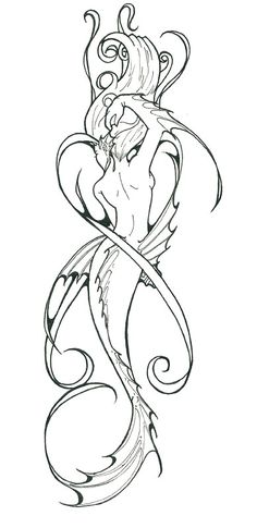 Amazing Black Mermaid Tattoo Stencil By Wilda