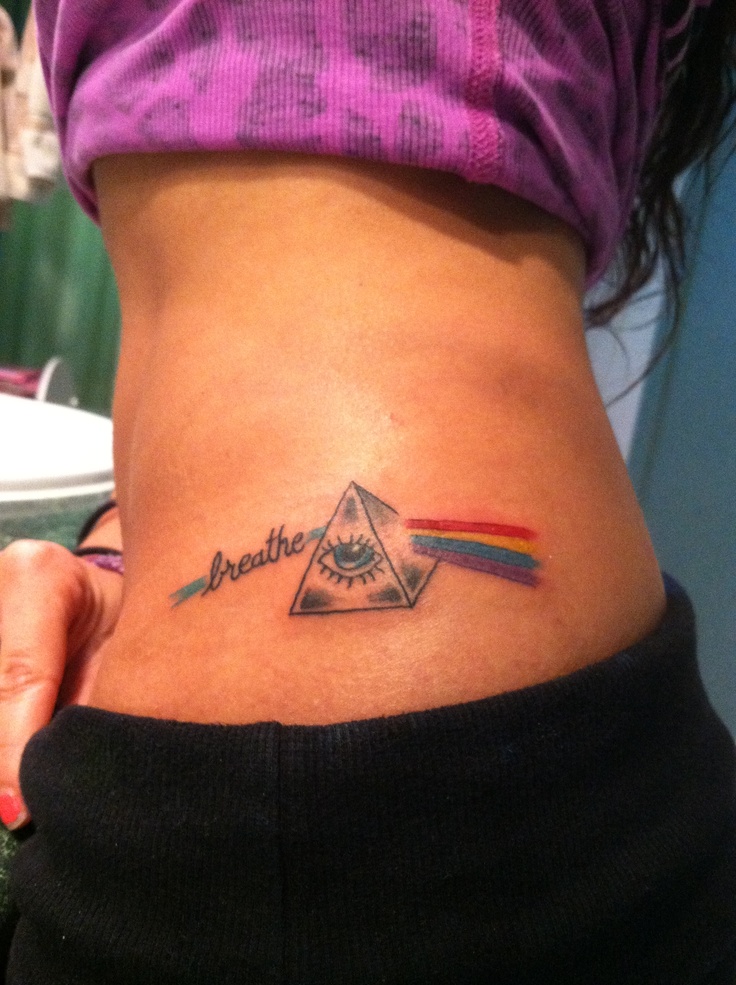 Amazing Colorful Prism Tattoo On Girl Side Rib