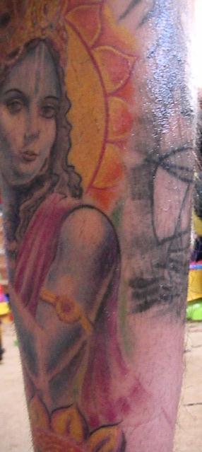 Amazing Indian Lord krishna Tattoo Design For Forearm