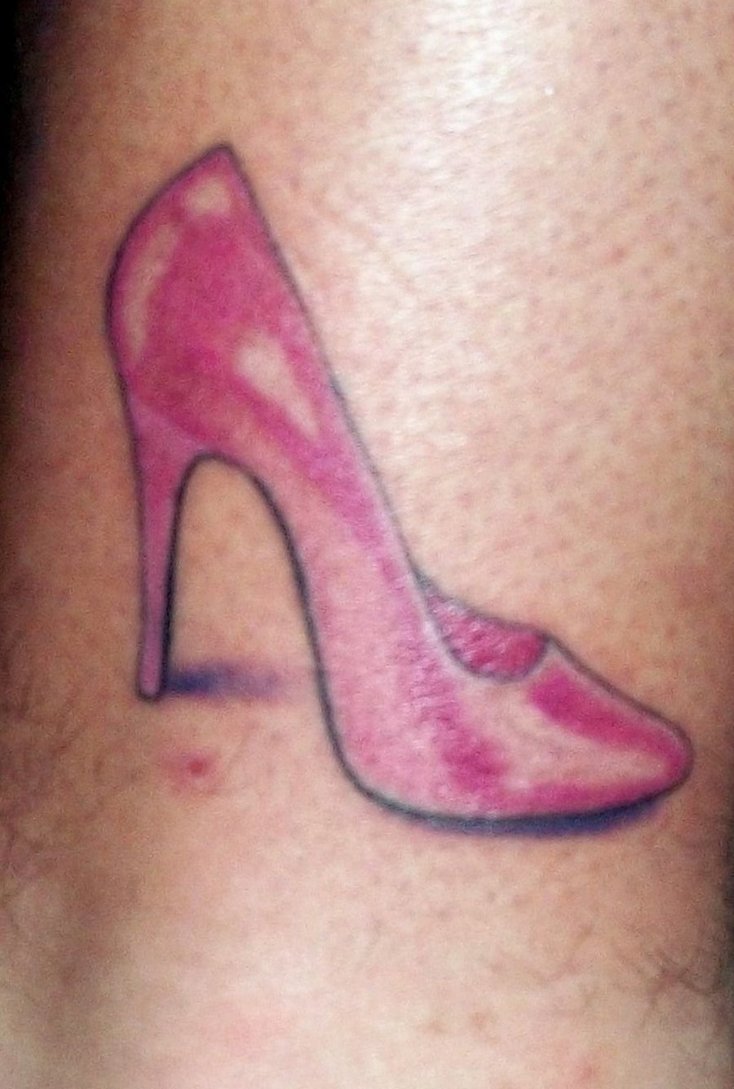 Amazing Pink Heel Tattoo Design By David Del Valle