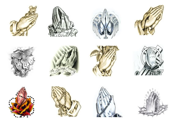 Amazing Praying Hands Tattoo Flash