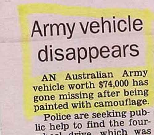 Army Vehicle Disappears Funny Newspaper