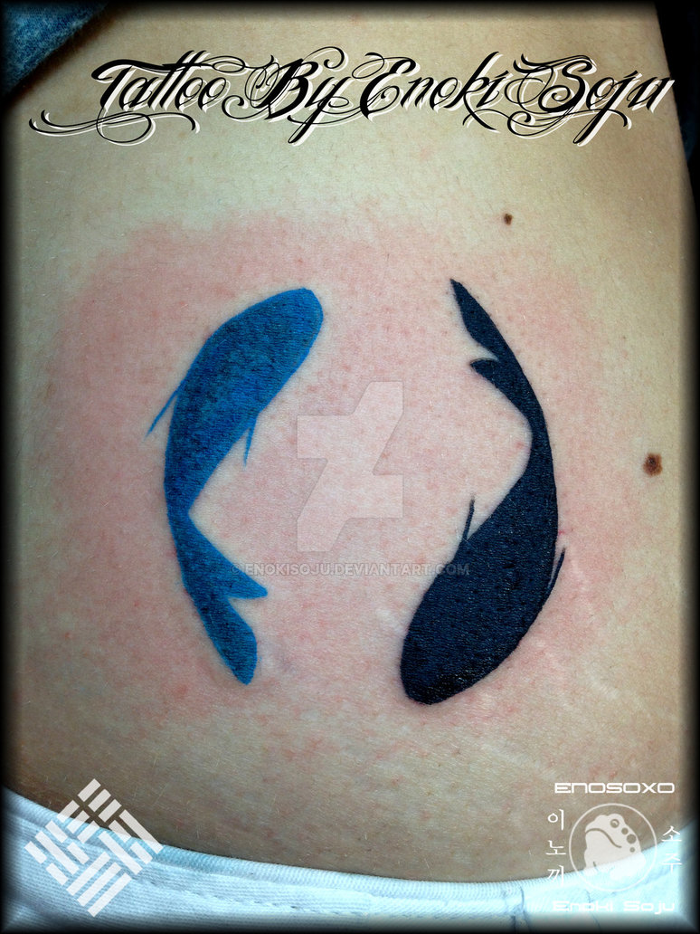 Black And Blue Pisces Tattoo Design By Enoki Soju
