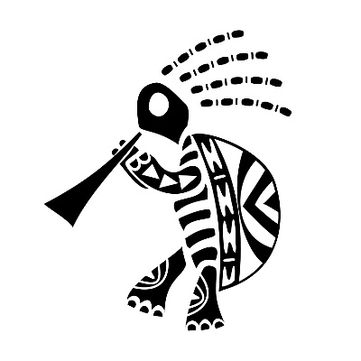 Black Indian Kokopelli Turtle Tattoo Stencil