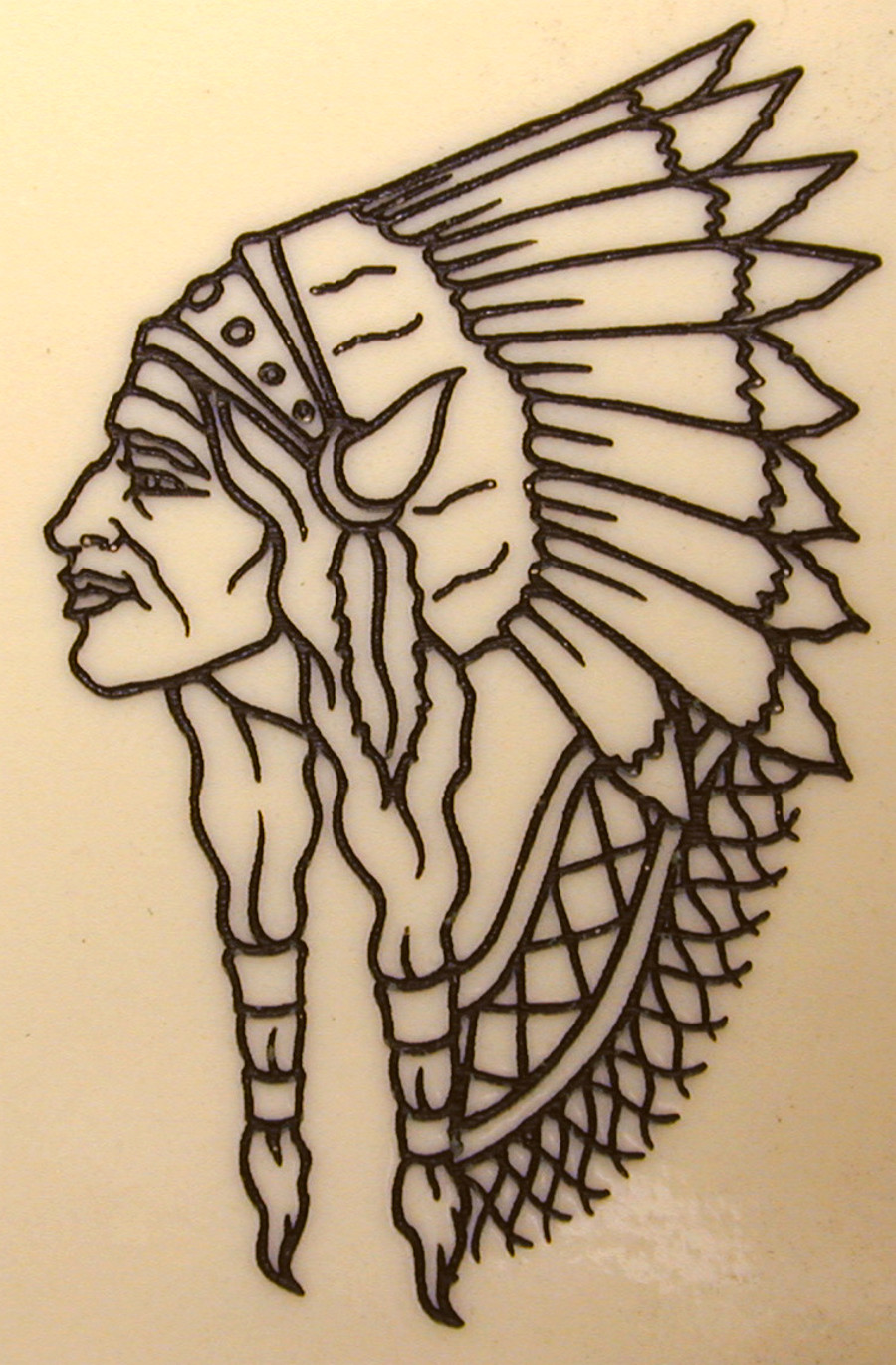 Black Indian Native Head Tattoo Stencil