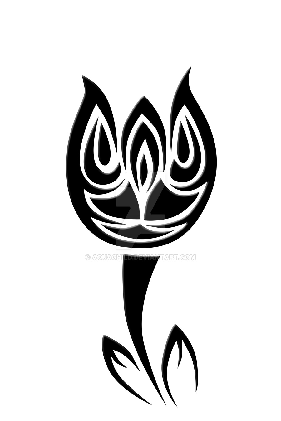 Black Tribal Tulip Flower Tattoo Stencil By Melanie