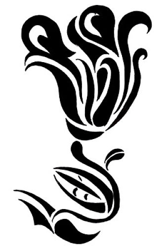 Black Tribal Tulip Flower Tattoo Stencil