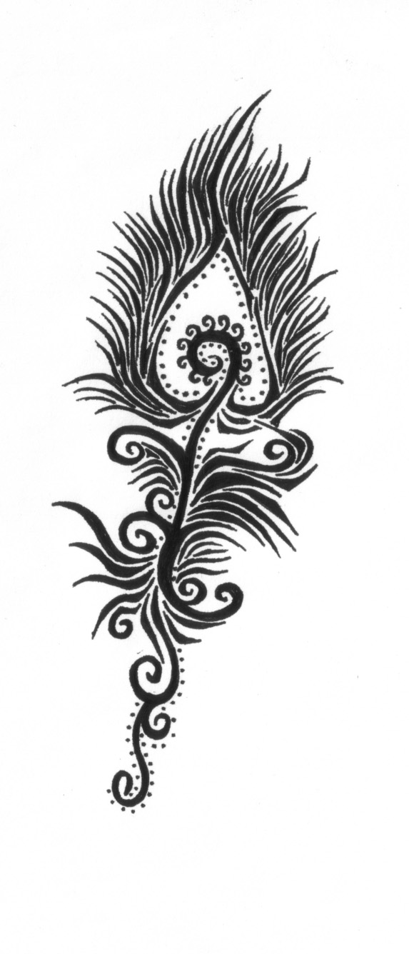 Black Unique Peacock Feather Tattoo Stencil By Yein