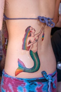 Colorful Mermaid Tattoo On Girl Side Rib