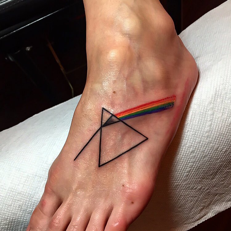 Colorful Prism Tattoo On Foot