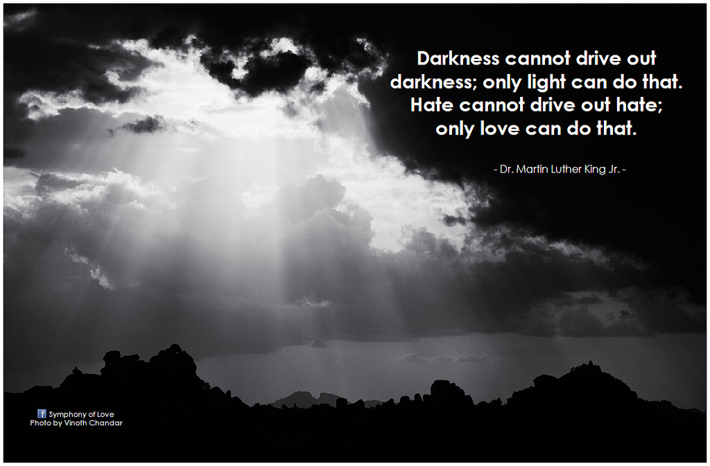 Darkness cannot drive out darkness; only light can do that. Hate cannot drive out hate; only love can do that. (6)