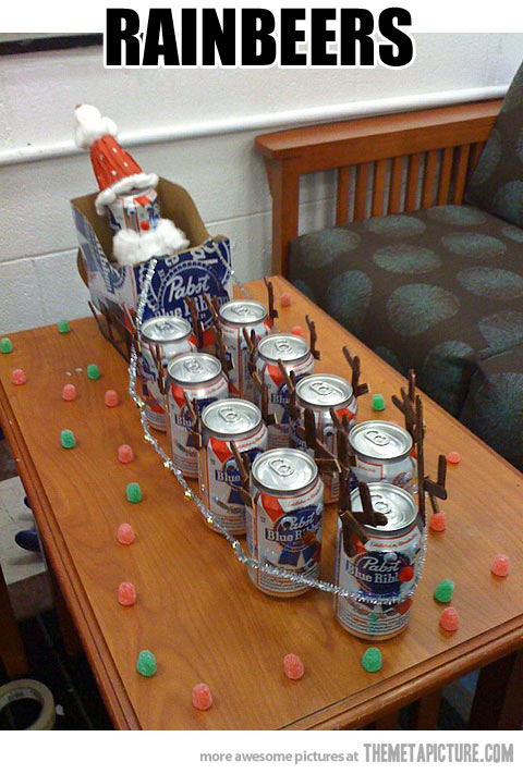 Funny Beer Christmas Santa Clause Reindeer