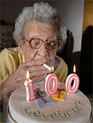 Funny Old Lady Celebrating Birthday