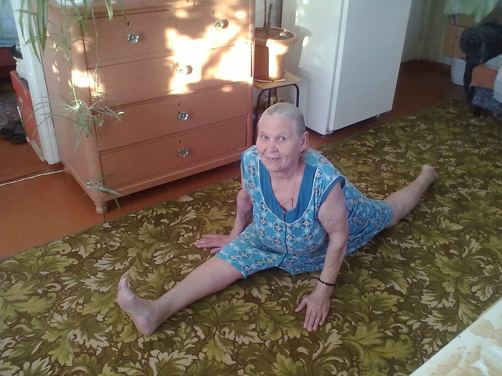 Funny Old Lady Stretching Picture